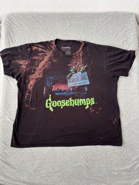 Goosebumps Horrorland Bleach Dye Tee 2XL Grunge Halloween Gift Kid Streetwear